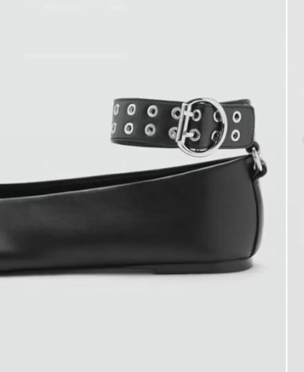 MNG by Mango Ballet Flats Eyelet Ankle Strap Leather Effect 37 NEW